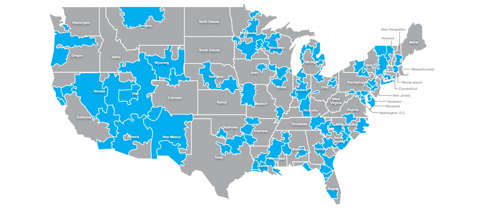 Map showing Hospital Referral Regions in the ETC Model