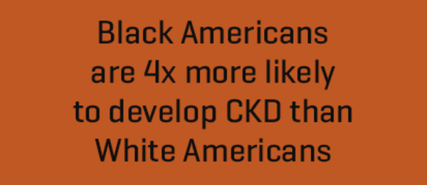 Text black americans are 4x more likely to develop CKD than white americans